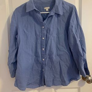 Talbots medium button down shirt blue linen